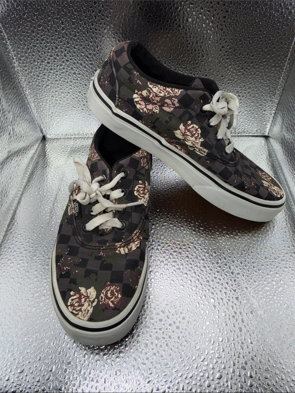 Kids Vans floral Doheny checkerboard Low Top girls Sneaker Size 1